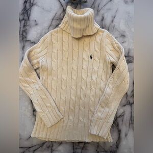 Ralph Lauren Cream Cable Knit Turtleneck Sweater